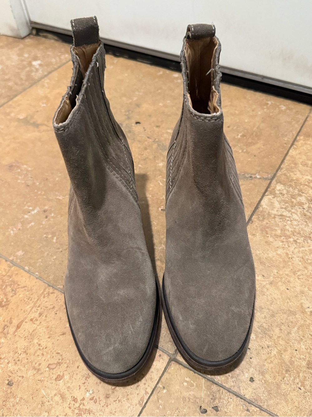 Crown Vintage Suede Chelsea Boots in Taupe Gray